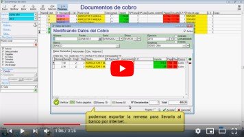 Gestión avanzada de recibos y cobros, tanto al contado como por el banco (SEPA norma 19 y norma 58), para cobrar puntualmente y controlar pagarés, cheques, remesas,... 